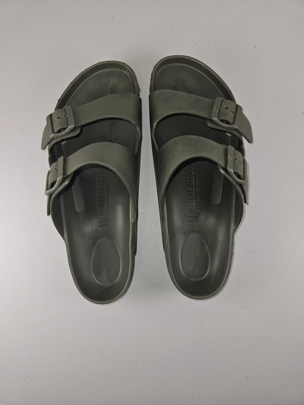 Brand New Birkenstock Olive Green Double Buckle Arizona Sandals Mens Sz 9.5-10
